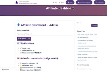 Verdien Hoge Commissies met Jouw Verkeer – affiliate dashboard met omzet in €